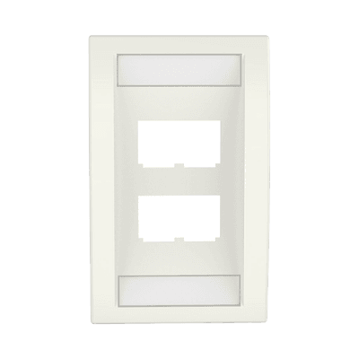 Placa de Pared Vertical Ejecutiva, Salida Para 4 Puertos Mini-Com, Con Espacios Para Etiquetas, Color Blanco Mate