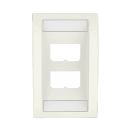 Placa de Pared Vertical Ejecutiva, Salida Para 4 Puertos Mini-Com, Con Espacios Para Etiquetas, Color Blanco Mate