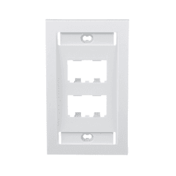 Placa de Pared Vertical Ejecutiva, Salida Para 4 Puertos Mini-Com, Con Espacios Para Etiquetas, Color Blanco