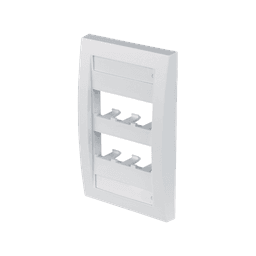 Placa de Pared Vertical Ejecutiva, Salida Para 6 Puertos Mini-Com, Con Espacios Para Etiquetas, Color Blanco