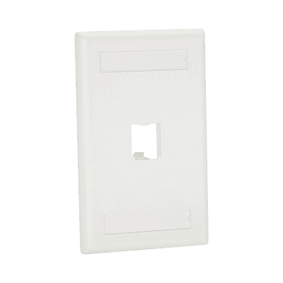 Placa de Pared Vertical Clásica, Salida Para 1 Puerto Mini-Com, Con Espacios Para Etiquetas, Color Blanco Mate