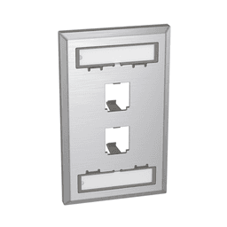 Placa de Pared Vertical, de Acero Inoxidable, Salida Para 2 Puertos Mini-Com, Con Espacios Para Etiquetas