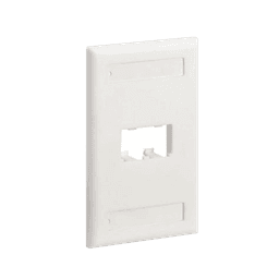 Placa de Pared Vertical Clásica, Salida Para 2 Puertos Mini-Com, Con Espacios Para Etiquetas, Color Blanco