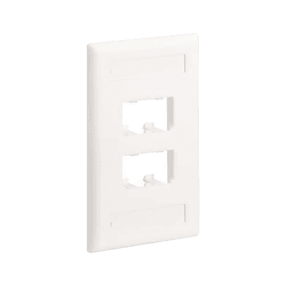 Placa de Pared Vertical Clásica, Salida Para 4 Puertos Mini-Com, Con Espacios Para Etiquetas, Color Blanco Mate