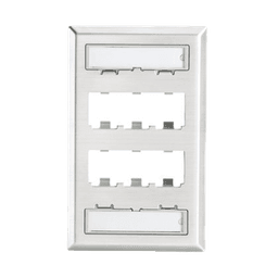 Placa de Pared Vertical, de Acero Inoxidable, Salida Para 6 Puertos Mini-Com, Con Espacios Para Etiquetas