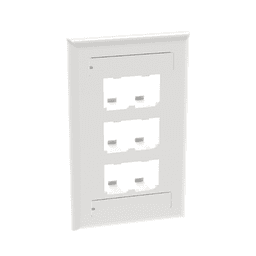 Placa de Pared Vertical Clásica, Salida Para 6 Puertos Mini-Com, Con Espacios Para Etiquetas, Color Blanco