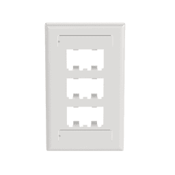 Placa de Pared Vertical Clásica, Salida Para 6 Puertos Mini-Com, Con Espacios Para Etiquetas, Color Blanco