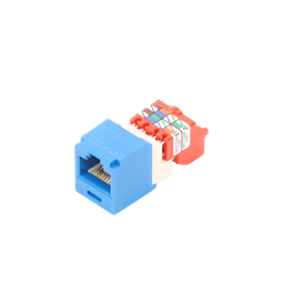 Conector Jack RJ45 Estilo T, Mini-Com, Categoría 5e, de 8 posiciones y 8 cables, Color Azul