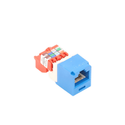 Conector Jack RJ45 Estilo T, Mini-Com, Categoría 5e, de 8 posiciones y 8 cables, Color Azul