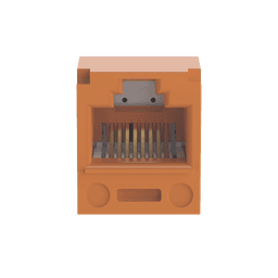 Conector Jack RJ45 Estilo T, Mini-Com, Categoría 5e, de 8 posiciones y 8 cables, Color Naranja