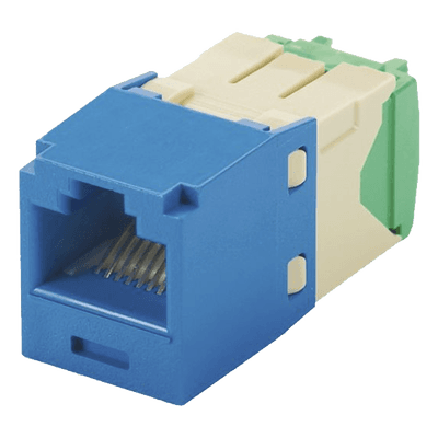 Conector Jack RJ45 Estilo TG, Mini-Com, Categoría 6, de 8 posiciones y 8 cables de Calibre 28/30 AWG, Color Azul