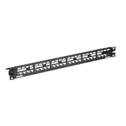 Panel de Parcheo Modular Mini-Com (Sin Conectores), Plano, Totalmente Blindado, de 24 puertos, 1UR