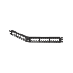 Panel de Parcheo Modular Mini-Com (Sin Conectores), Angulado, Totalmente Blindado, de 24 puertos, 1UR