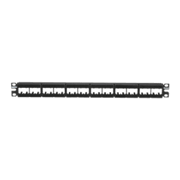 Panel de Parcheo Modular Mini-Com (Sin Conectores), Plano, Sin Blindaje, Con Etiqueta y Cubierta, de 24 puertos, 1UR