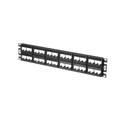 Panel de Parcheo Modular Mini-Com (Sin Conectores), Plano, Sin Blindaje, Con Etiqueta y Cubierta, de 48 puertos, 2UR