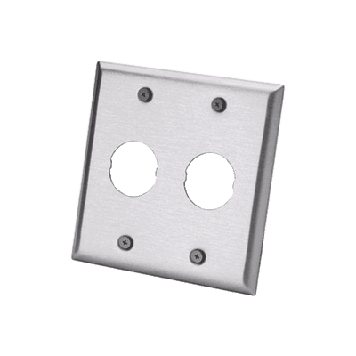 Placa de Pared Doble IndustrialNet™, Para 2 Conectores Industriales, de Acero Inoxidable