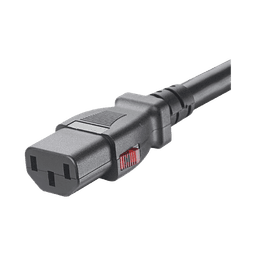 Cable de Alimentación Eléctrica Con Bloqueo de Seguridad, de IEC C14 a IEC C13, 1.2 Metros de Largo, Color Negro, Paquete de 10 Piezas