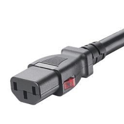 Cable de Alimentación Eléctrica Con Bloqueo de Seguridad, de IEC C14 a IEC C13, 1.8 Metros de Largo, Color Negro, Paquete de 10 Piezas