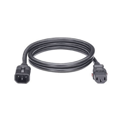 Cable de Alimentación Eléctrica Con Bloqueo de Seguridad, de IEC C14 a IEC C13, 1.8 Metros de Largo, Color Negro, Paquete de 10 Piezas