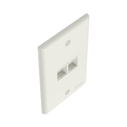 Placa de Pared Vertical, Salida Para 2 Puertos Keystone, Color Blanco Mate