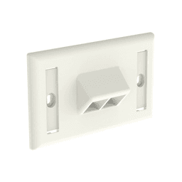 Placa de Pared Horizontal, Salida Para 2 Puertos Keystone, Con Espacios Para Etiquetas, Color Blanco Mate