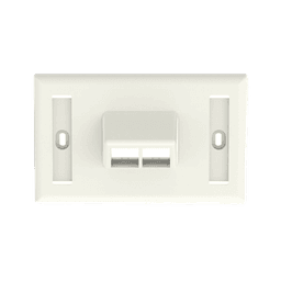 Placa de Pared Horizontal, Salida Para 2 Puertos Keystone, Con Espacios Para Etiquetas, Color Blanco Mate