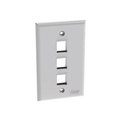 Placa de Pared Vertical, Salida Para 3 Puertos Keystone, Color Blanco