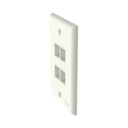 Placa de Pared Vertical, Salida Para 4 Puertos Keystone, Color Blanco Mate