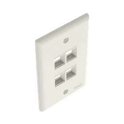 Placa de Pared Vertical, Salida Para 4 Puertos Keystone, Color Blanco Mate