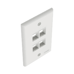 Placa de Pared Vertical, Salida Para 4 Puertos Keystone, Color Blanco 