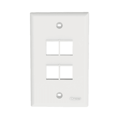 Placa de Pared Vertical, Salida Para 4 Puertos Keystone, Color Blanco 