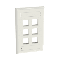 Placa de Pared Vertical, Salida Para 6 Puertos Keystone, Con Espacios Para Etiquetas, Color Blanco Mate