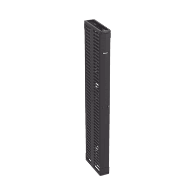 Organizador Vertical PatchRunner™, Doble (Frontal y Posterior), Para Rack Abierto de 45 Unidades, 6in de Ancho, Color Negro