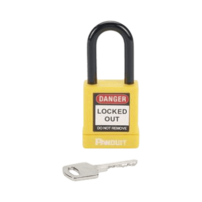 Candado de Bloqueo LOTO de Seguridad Dieléctrico, Con Llave Única, Diámetro de 6.5 mm, Color AMARILLO