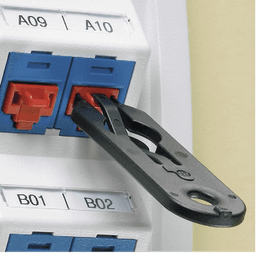 Kit de 10 Dispositivos para Bloquear Puertos Jack RJ45, Color Azul, Incluye Llave de Extracción
