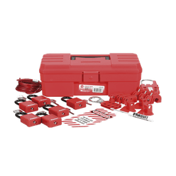 Kit de Bloqueo LOTO para Contratistas con Componentes (Color Rojo).