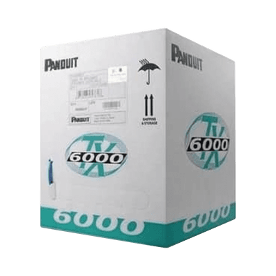 Bobina de Cable UTP 305 m. de Cobre, TX6000™ PanNet, Reelex, Blanco, Categoría 6 Mejorado (23 AWG), LSZH (Bajo Humo, Cero Halógenos), de 4 pares