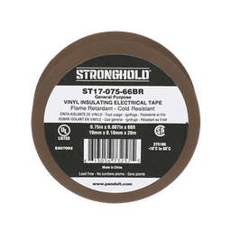 Cinta Eléctrica STRONGHOLD para Aislar, de PVC, Uso General Reparación y Mantenimiento, Grosor de 0.18mm (7 mil), Ancho de 19mm, y 20.12m de Largo, Color Café