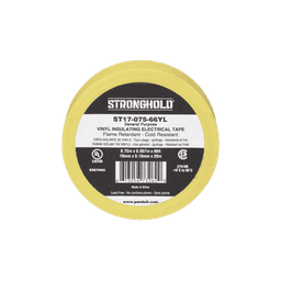 Cinta Eléctrica STRONGHOLD para Aislar, de PVC, Uso General Reparación y Mantenimiento, Grosor de 0.18mm (7 mil), Ancho de 19mm, y 20.12m de Largo, Color Amarillo