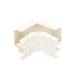 Esquinero exterior, para uso con canaleta T45, Material PVC Rígido, Color Blanco Mate