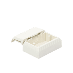 Caja Superficial Con Bisagras de Instalación a Presión, Para Canaletas T45, Material PVC Rígido, Color Blanco Mate