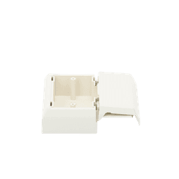 Caja Superficial Con Bisagras de Instalación a Presión, Para Canaletas T45, Material PVC Rígido, Color Blanco Mate