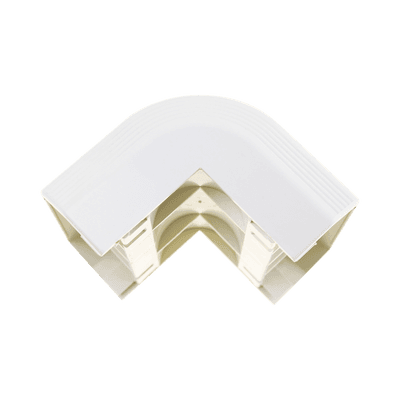 Esquinero exterior, para uso con canaleta T70, Material PVC Rígido, Color Blanco Mate