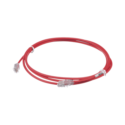 Cable de Parcheo UTP Cat6A, CM/LSZH, Diámetro Reducido (28AWG), Color Rojo, 7ft