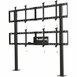 Soporte Modular para Video Wall Pedestal 2x2 / Ajuste Micro Sin Herramientas / 8 Puntos de Alineación / Capacidad 500 lb / VESA 200x200 a 600x400 mm / Estructura Aluminio / Gestión Cableado Integrada / Almacenamiento Multimedia
