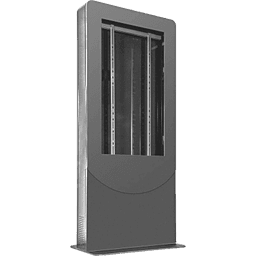 Kiosko modo Vertical para interior color Negro / Soporta Pantallas de 65" hasta 4" de Profundidad / Estructura de Acero con Placa Base 3/8" / 6 Salidas Supresor de Picos UL/cUL / Ventilación Termostática / Puertas de Acceso Se
