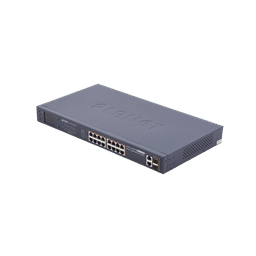 Switch no administrable PoE+ Extended, Aislamiento VLAN de 16 puertos + 2 combo TP/SFP Gigabit y Pantalla 