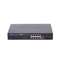 Switch Administrable Capa 2 de 8 Puertos PoE 802.3af/at Gigabit 140 W Max, 2 Puertos SFP, Modo Extendido Hasta 250 m.