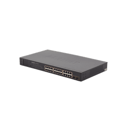 Switch PoE de 24 Puertos Gigabit 802.3af/at con Modo Extendido 250 m, 2 Puertos SFP 1000SX , Pantalla LCD para Configuración Básica, Hasta 300 W para PoE