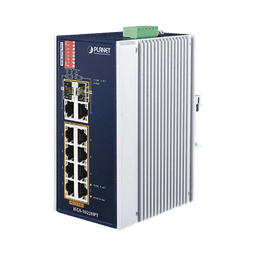 Switch Industrial PoE no administrable de 8 Puertos 10/100TX 802.3at,  Hasta 240 W, Combo TP / SFP Gigabit TP / SFP  (-40 ~ 75 grados C)